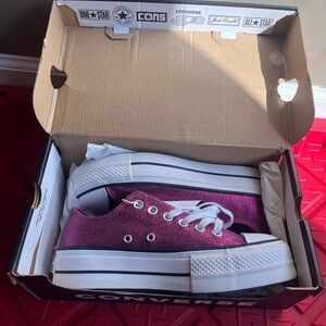 Converse Sparkling Pink Magenta low tops platform